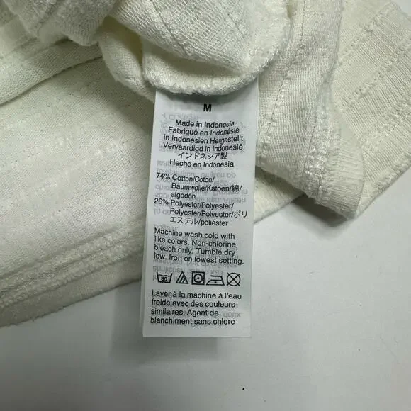 Madewell Cream Textured Cropped V-Neck Tee Size M - Picture 10 of 10